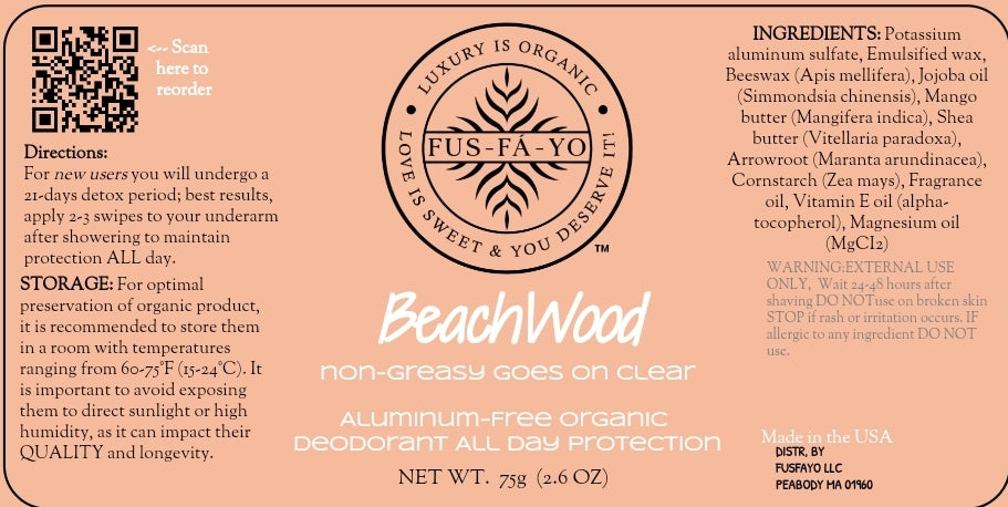 FUS-FÁ-YO Shea Butter Deodorant BEACH WOOD- (All natural infuse with Magnesium) ......