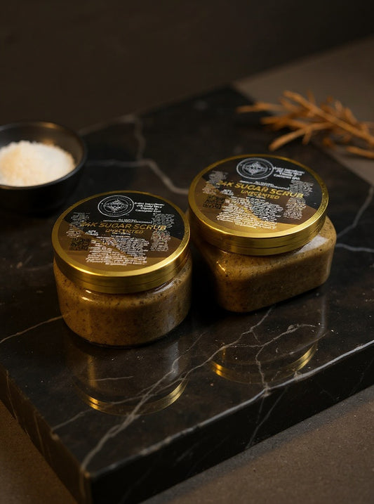 4-K Gold Sugar Scrub 12.oz (All natural infuse with 24K Gold Mica,Vitamin E, & Coenzyme Q10)