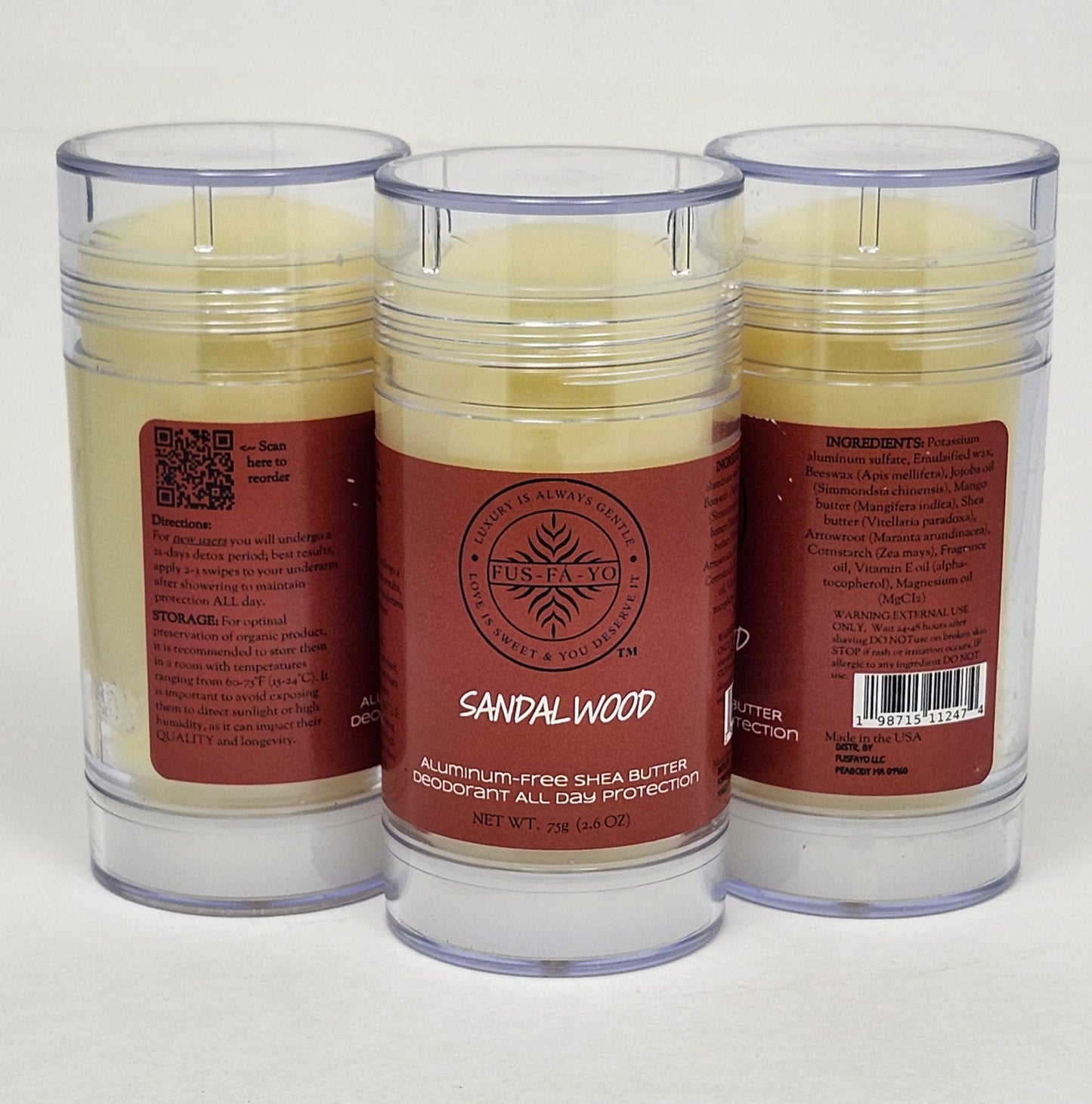 FUS-FÁ-YO Shea Butter Deodorant - Sandalwood (All natural infuse with Magnesium).....