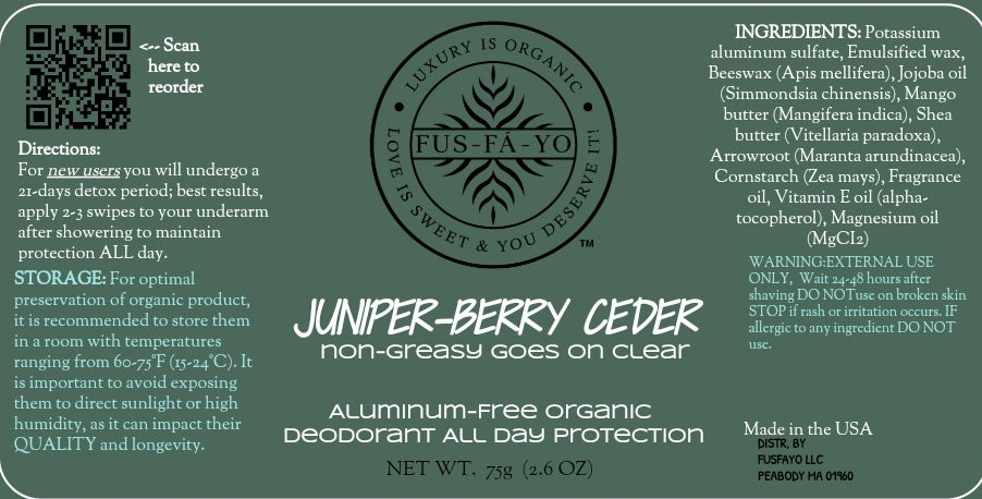 JUNIPER BERRY CEDER Deodorant non-greasy