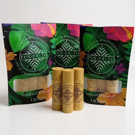FUS-FÁ-YO Hibiscus lip balm (3 stick Bamboo casing) ....