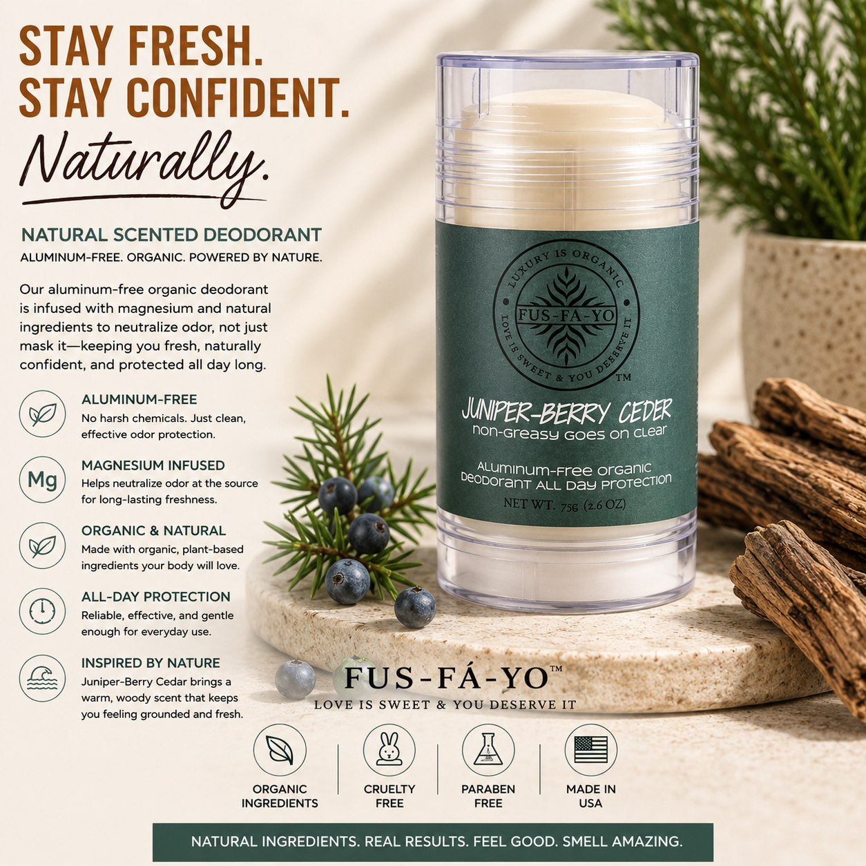 Shea Butter Deodorant -JUNIPER BERRY CEDER (All natural infuse with Magnesium)