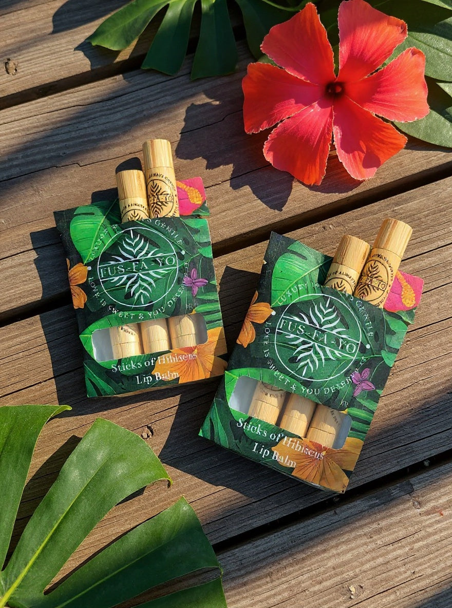 Hibiscus lip balm (3 stick Bamboo casing)
