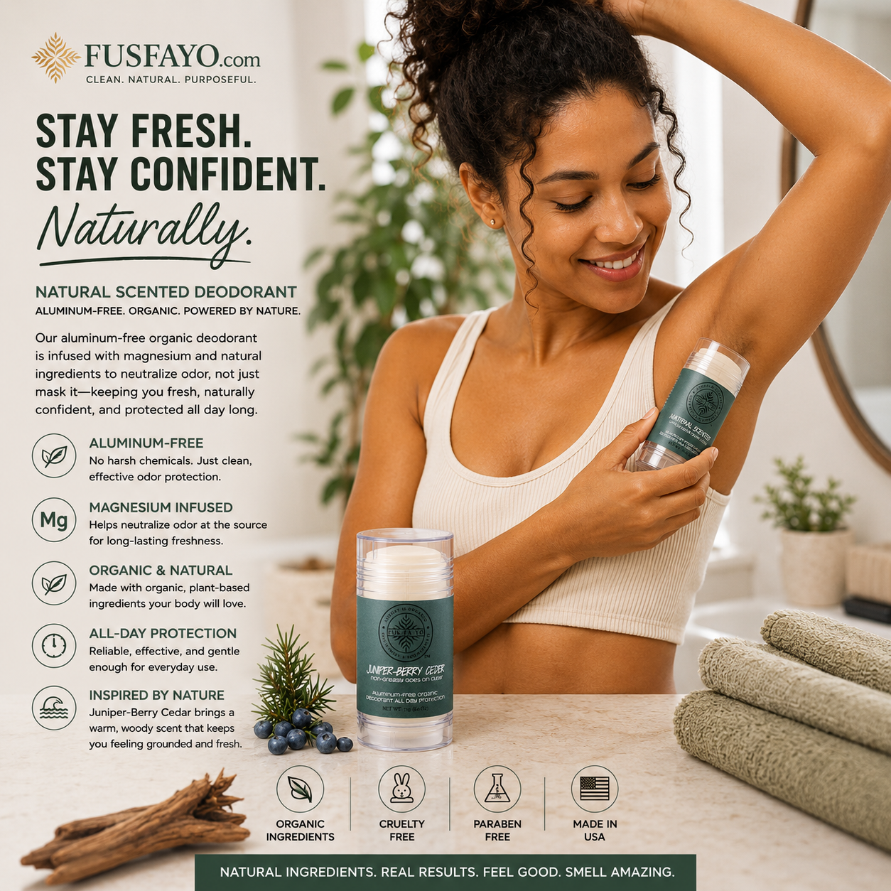 Shea Butter Deodorant -JUNIPER BERRY CEDER (All natural infuse with Magnesium)