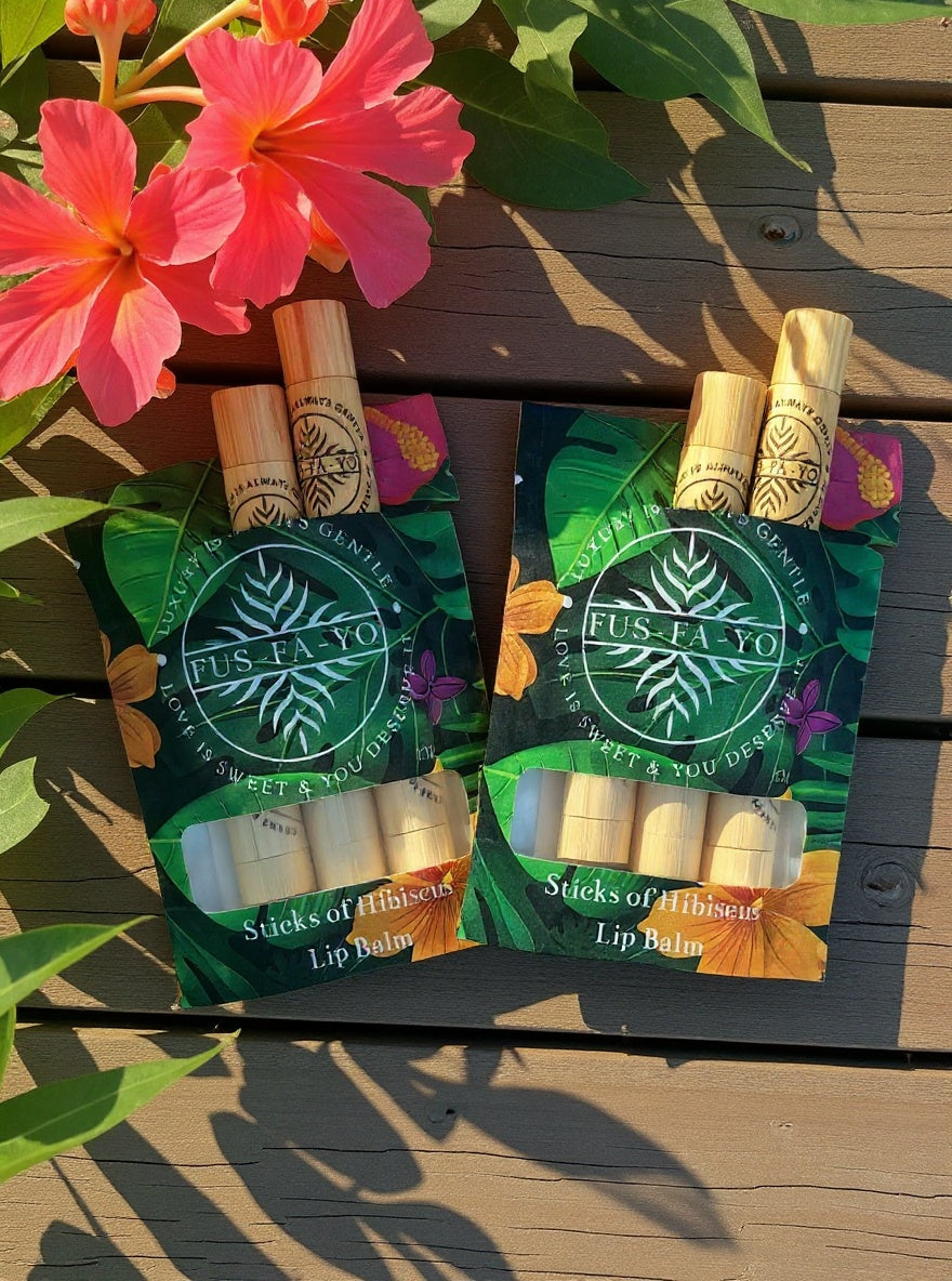 Hibiscus lip balm (3 stick Bamboo casing)