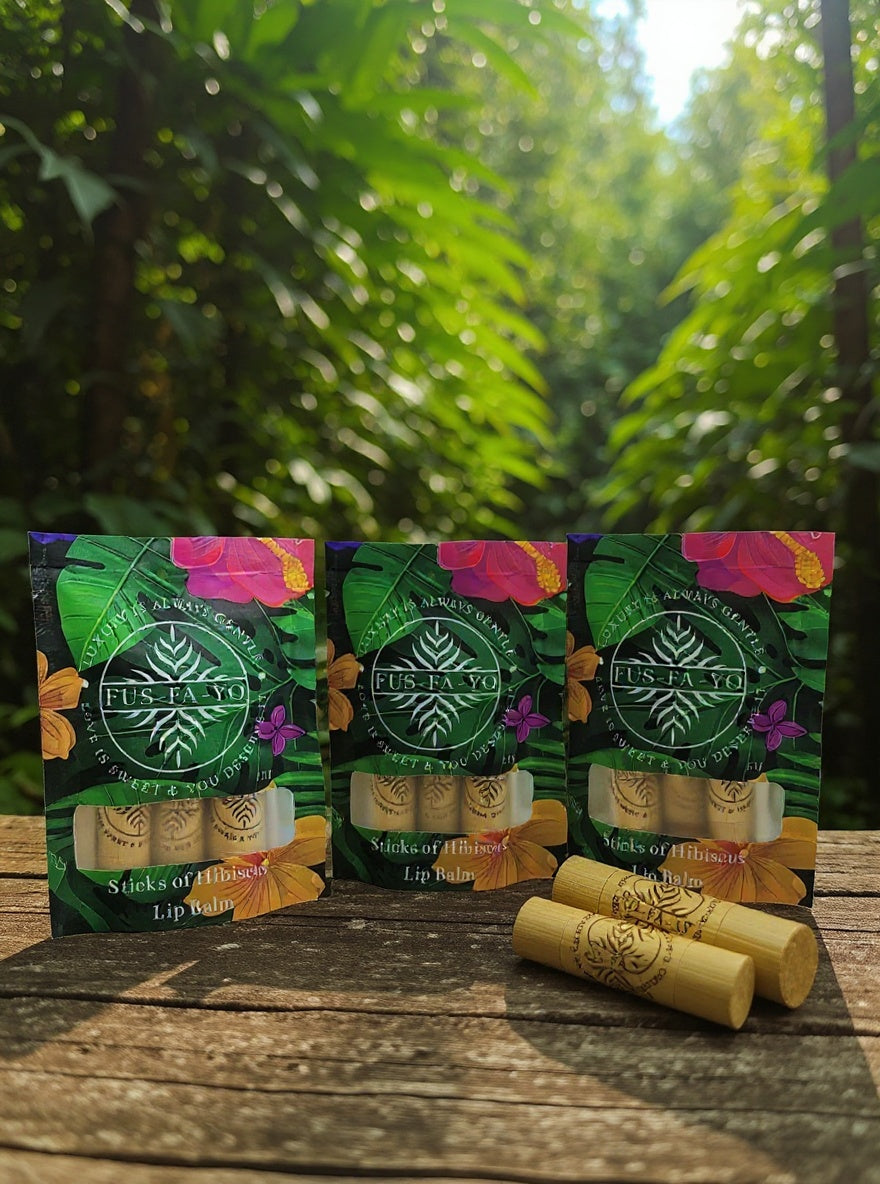 Hibiscus lip balm (3 stick Bamboo casing)