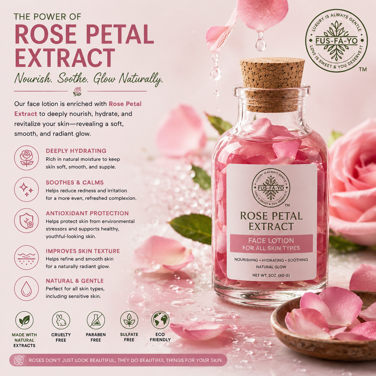 Face Moisturizer - Rose petals