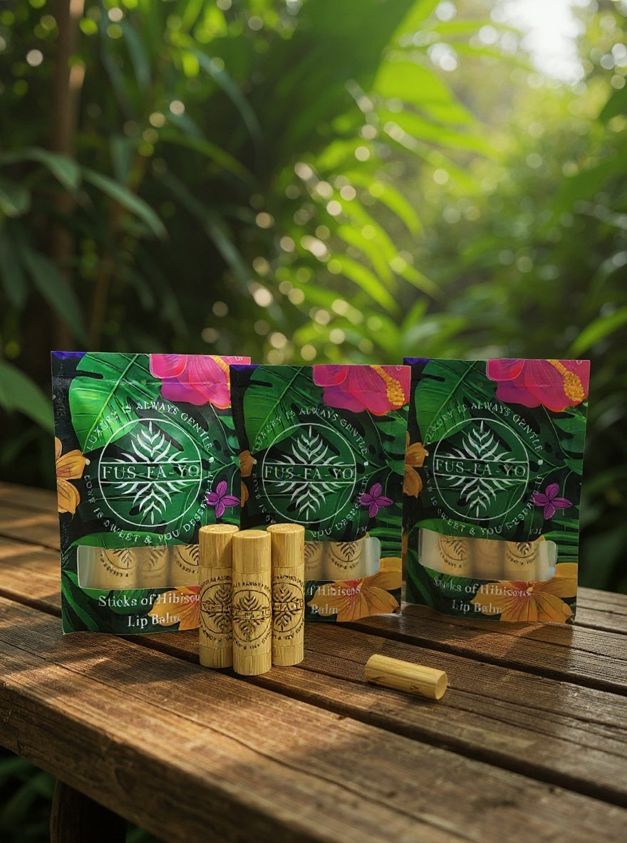 Hibiscus lip balm (3 stick Bamboo casing)