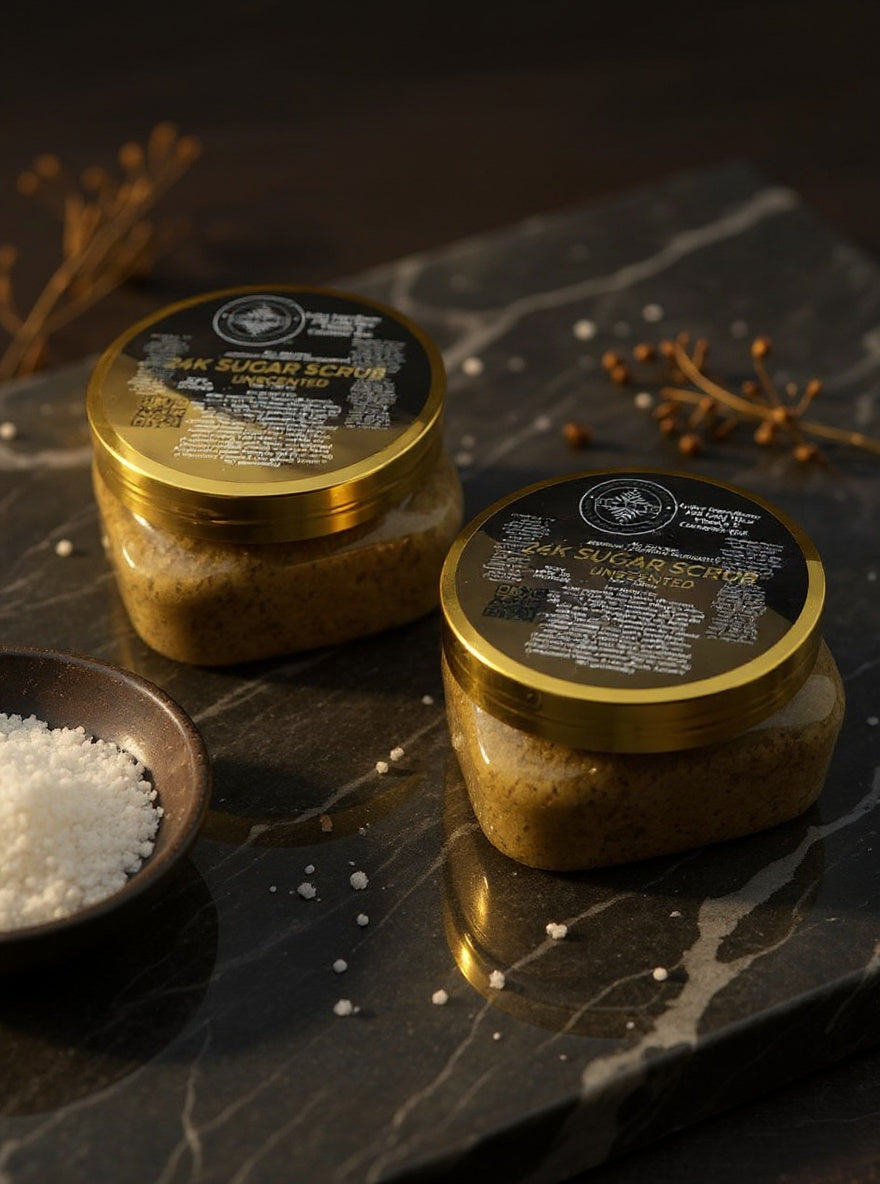 4-K Gold Sugar Scrub 12.oz (All natural infuse with 24K Gold Mica,Vitamin E, & Coenzyme Q10)